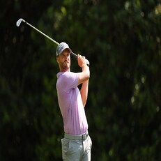 CHARLOTTE, NORTH CAROLINA - MAY 06:  Wyndham Clark of the United States plays his shot from the 14th tee during the third round of the Wells Fargo Championship at Quail Hollow Country Club on May 06, 2023 in Charlotte, North Carolina. (Photo by Mike Ehrmann/Getty Images)